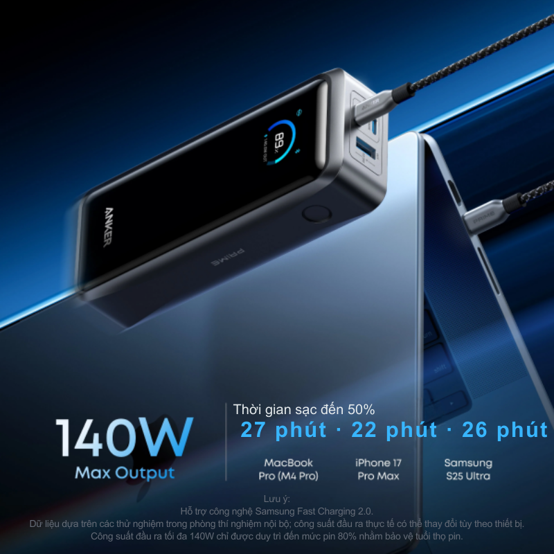 Pin Dự Phòng Anker Prime 26000mAh 300W Siêu Nhanh – Anker Prime A110A Chính Hãng Pin Dự Phòng Anker Prime 26000mAh 300W Siêu Nhanh – Anker Prime A110A Chính Hãng - Hình ảnh 2