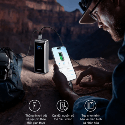 Pin Dự Phòng Anker Prime 26000mAh 300W Siêu Nhanh – Anker Prime A110A Chính Hãng Pin Dự Phòng Anker Prime 26000mAh 300W Siêu Nhanh – Anker Prime A110A Chính Hãng - Đánh thức mọi tiềm năng thiết bị của bạn với <strong>Anker Prime A110A</strong> – biểu tượng mới của sức mạnh và công nghệ sạc nhanh. Với dung lượng khổng lồ 26.000mAh và tổng công suất đầu ra đột phá lên tới 300W, sản phẩm này được thiết kế để sạc siêu tốc cho mọi dòng Laptop hiệu năng cao, MacBook Pro và các thiết bị di động mới nhất. <strong>Anker Prime A110A</strong> sở hữu màn hình kỹ thuật số thông minh, hiển thị chi tiết thông số sạc theo thời gian thực và tích hợp kết nối ứng dụng qua Bluetooth để quản lý pin dễ dàng. Được trang bị hệ thống an toàn ActiveShield 2.0 tiên tiến, <strong>Anker Prime A110A</strong> chính là trạm năng lượng di động tối thượng, đảm bảo bạn luôn sẵn sàng cho mọi thử thách công việc và giải trí dù ở bất cứ đâu.