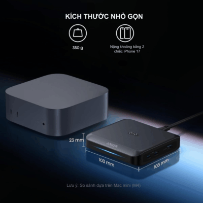 Đế Sạc Nhanh Anker 2C1A 150W Cho Pin Dự Phòng Prime – Anker A1903 Chính Hãng - Nâng tầm trải nghiệm sạc không dây cho pin dự phòng với <strong>Anker A1903</strong>, giải pháp năng lượng "một chạm" đỉnh cao dành cho hệ sinh thái Anker Prime. Với tổng công suất đầu ra ấn tượng lên đến 150W, <strong>Anker A1903</strong> không chỉ là đế sạc tiếp điểm (Pogo pin) giúp nạp đầy lại pin dự phòng trong chớp mắt mà còn hoạt động như một củ sạc bàn đa năng với 2 cổng USB-C và 1 cổng USB-A. Thiết kế nhỏ gọn, tinh tế của <strong>Anker A1903</strong> giúp tối ưu hóa không gian làm việc, loại bỏ sự rườm rà của dây cáp. Được trang bị công nghệ GaN tiên tiến và hệ thống an toàn đa lớp, đây là phụ kiện không thể thiếu để duy trì năng lượng cho cả Laptop, điện thoại và pin dự phòng của bạn mọi lúc mọi nơi.