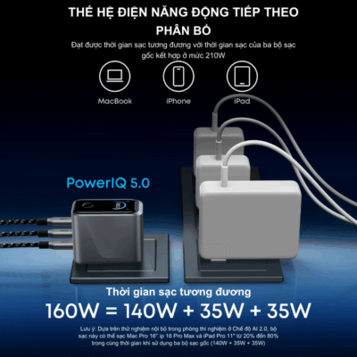 Củ Sạc Nhanh Anker Prime 160W 3 Cổng USB-C – Anker Prime A2687 GaN Chính Hãng Củ Sạc Nhanh Anker Prime 160W 3 Cổng USB-C – Anker Prime A2687 GaN Chính Hãng - Trải nghiệm tốc độ sạc vượt giới hạn với <strong>Anker Prime A2687</strong>, củ sạc tường thế hệ mới sở hữu tổng công suất lên đến 160W. Được thiết kế dành cho người dùng chuyên nghiệp, <strong>Anker Prime A2687</strong> trang bị 3 cổng USB-C, cho phép sạc nhanh đồng thời máy tính xách tay, máy tính bảng và điện thoại thông minh. Ứng dụng công nghệ GaNPrime™ độc quyền và hệ thống an toàn ActiveShield™ 2.0, sản phẩm không chỉ nhỏ gọn hơn 50% so với bộ sạc truyền thống mà còn đảm bảo an toàn tuyệt đối. Với khả năng sạc MacBook Pro 16 inch lên 50% chỉ trong 28 phút, <strong>Anker Prime A2687</strong> chính là giải pháp năng lượng tối thượng cho mọi hành trình của bạn.