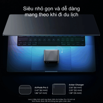 Củ Sạc Nhanh Anker Prime 160W 3 Cổng USB-C – Anker Prime A2687 GaN Chính Hãng Củ Sạc Nhanh Anker Prime 160W 3 Cổng USB-C – Anker Prime A2687 GaN Chính Hãng - Trải nghiệm tốc độ sạc vượt giới hạn với <strong>Anker Prime A2687</strong>, củ sạc tường thế hệ mới sở hữu tổng công suất lên đến 160W. Được thiết kế dành cho người dùng chuyên nghiệp, <strong>Anker Prime A2687</strong> trang bị 3 cổng USB-C, cho phép sạc nhanh đồng thời máy tính xách tay, máy tính bảng và điện thoại thông minh. Ứng dụng công nghệ GaNPrime™ độc quyền và hệ thống an toàn ActiveShield™ 2.0, sản phẩm không chỉ nhỏ gọn hơn 50% so với bộ sạc truyền thống mà còn đảm bảo an toàn tuyệt đối. Với khả năng sạc MacBook Pro 16 inch lên 50% chỉ trong 28 phút, <strong>Anker Prime A2687</strong> chính là giải pháp năng lượng tối thượng cho mọi hành trình của bạn.