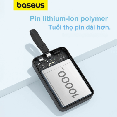 Pin Sạc Dự Phòng Baseus Magnetic Mini Power Bank 10000mAh Sạc Không Dây Từ Tính Tích Hợp Cáp – Chính Hãng Pin Sạc Dự Phòng Baseus Magnetic Mini Power Bank 10000mAh Sạc Không Dây Từ Tính Tích Hợp Cáp – Chính Hãng - Giải phóng bản thân khỏi những sợi dây cáp rối rắm với Baseus Magnetic Mini Power Bank, giải pháp năng lượng di động 2-trong-1 hoàn hảo cho người dùng iPhone và các thiết bị hỗ trợ sạc không dây. Với dung lượng 10.000mAh trong một thân hình nhỏ gọn, sản phẩm này dễ dàng nằm gọn trong lòng bàn tay hoặc gắn chặt vào mặt lưng điện thoại nhờ lực hút từ tính siêu mạnh. Điểm đặc biệt của phiên bản Baseus Magnetic Mini Power Bank này là được tích hợp sẵn cáp sạc nhanh tiện lợi, cho phép bạn sạc đa năng cả không dây và có dây mọi lúc mọi nơi. Hỗ trợ sạc nhanh PD 20W/30W và sạc không dây chuẩn Qi, đây là phụ kiện không thể thiếu cho những chuyến đi dài ngày.
