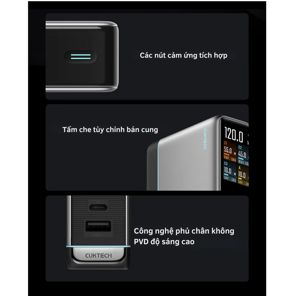 Củ Sạc Nhanh CukTech 10 Ultra GaN 120W Super Charger (AD1204U) Củ Sạc Nhanh CukTech 10 Ultra GaN 120W Super Charger (AD1204U) - Hình ảnh 10