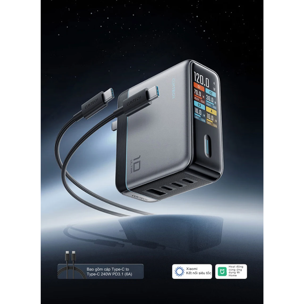 Củ Sạc Nhanh CukTech 10 Ultra GaN 120W Super Charger (AD1204U) Củ Sạc Nhanh CukTech 10 Ultra GaN 120W Super Charger (AD1204U) - Hình ảnh 8