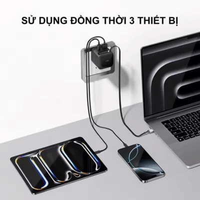 Củ Sạc Nhanh CukTech 67W GaN Charger (AD653W) Củ Sạc Nhanh CukTech 67W GaN Charger (AD653W) - <strong>CukTech 67W GaN Charger</strong> là củ sạc nhanh đa năng sử dụng công nghệ GaN tiên tiến, mang đến công suất sạc lên đến 67W trong một thiết kế nhỏ gọn. Với nhiều cổng sạc (thường là USB-A và Type C), <strong>CukTech 67W GaN Charger</strong> có thể nạp năng lượng hiệu quả cho smartphone, máy tính bảng và cả laptop. Công nghệ GaN giúp giảm kích thước và nhiệt độ hoạt động, đảm bảo hiệu suất sạc tối ưu và an toàn. Đây là lựa chọn lý tưởng cho những ai cần một củ sạc mạnh mẽ, tiện lợi cho mọi nhu cầu di chuyển và sử dụng hàng ngày. Trải nghiệm tốc độ sạc vượt trội với <strong>CukTech 67W GaN Charger</strong>!