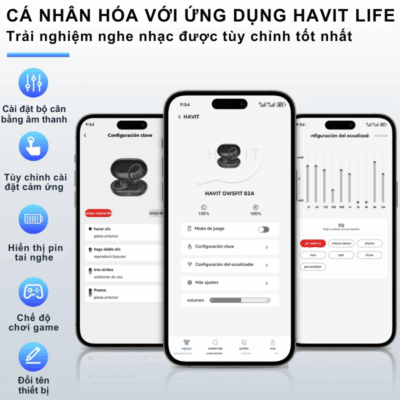 Tai nghe Bluetooth thể thao Havit OWS915 – Âm thanh mở an toàn, thoải mái cho mọi vận động Tai nghe Bluetooth thể thao Havit OWS915 – Âm thanh mở an toàn, thoải mái cho mọi vận động - Nâng cao trải nghiệm tập luyện của bạn với Tai nghe Bluetooth thể thao <strong>Havit OWS915</strong>. Sử dụng công nghệ âm thanh mở (Open-Ear), <strong>Havit OWS915</strong> cho phép bạn thưởng thức âm nhạc yêu thích mà vẫn hoàn toàn nhận biết được môi trường xung quanh, đảm bảo an toàn tuyệt đối khi hoạt động ngoài trời. Với thiết kế móc tai công thái học siêu nhẹ, kết nối Bluetooth 5.3 ổn định và khả năng chống nước IPX5, <strong>Havit OWS915</strong> là người bạn đồng hành hoàn hảo cho các vận động viên và người yêu thể thao. Tận hưởng âm thanh chất lượng, sự thoải mái vượt trội và độ bền bỉ trong mọi điều kiện.