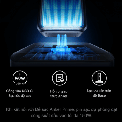 Sạc dự phòng Anker Prime A110A (26000mAh, 300W) – Năng lượng mạnh mẽ, sạc siêu tốc Sạc dự phòng Anker Prime A110A (26000mAh, 300W) – Năng lượng mạnh mẽ, sạc siêu tốc - Trải nghiệm sức mạnh sạc vượt trội với Sạc dự phòng <strong>Anker Prime</strong> (26000mAh, 300W). Đây là ngân hàng năng lượng di động tối thượng, được thiết kế để cấp nguồn cho laptop, điện thoại và các thiết bị khác với tốc độ đáng kinh ngạc. Với dung lượng 26000mAh và tổng công suất đầu ra 300W qua 2 cổng USB-C và 1 cổng USB-A, <strong>Anker Prime</strong> đảm bảo mọi thiết bị của bạn luôn đầy pin. Kích thước nhỏ gọn, màn hình thông minh và khả năng sạc nhanh chóng biến <strong>Anker Prime</strong> thành người bạn đồng hành lý tưởng cho công việc, du lịch và mọi nhu cầu năng lượng hàng ngày. Nâng tầm trải nghiệm sạc của bạn với <strong>Anker Prime</strong>!