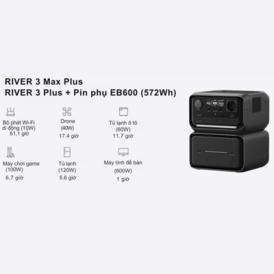Pin phụ mở rộng EcoFlow RIVER 3 Plus EB600 (572Wh) - Nâng tầm năng lượng di động của bạn Pin phụ mở rộng EcoFlow RIVER 3 Plus EB600 (572Wh) - Nâng tầm năng lượng di động của bạn - Nâng cấp trạm phát điện di động EcoFlow RIVER 3 Plus của bạn với Pin phụ mở rộng EcoFlow RIVER 3 Plus EB600 (572Wh). Với dung lượng bổ sung 572Wh, bạn có thể tăng gấp đôi thời gian hoạt động của thiết bị, đảm bảo cung cấp năng lượng liên tục cho mọi chuyến phiêu lưu, cắm trại hay công việc ngoài trời. Thiết kế nhỏ gọn, dễ dàng lắp đặt, pin phụ này là giải pháp hoàn hảo để mở rộng khả năng cung cấp năng lượng của EcoFlow River 3 Plus của bạn, mang lại sự linh hoạt tối đa cho mọi nhu cầu.