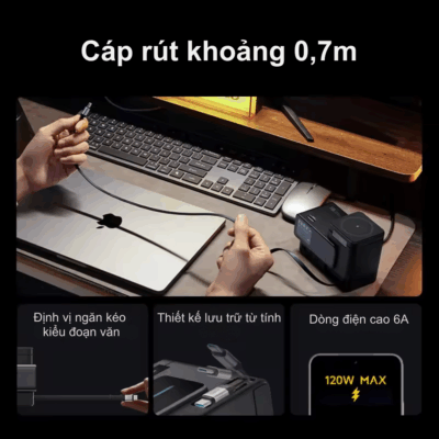 Trạm sạc để bàn Cuktech 15 Charging Station Ultra GaN 140W TA1406U – Sạc đa năng, siêu tốc cho mọi thiết bị Trạm sạc để bàn Cuktech 15 Charging Station Ultra GaN 140W TA1406U – Sạc đa năng, siêu tốc cho mọi thiết bị - Đơn giản hóa không gian làm việc của bạn với <strong>Cuktech 15 Charging Station Ultra GaN</strong> 140W! Trạm sạc mạnh mẽ này tích hợp công nghệ GaN tiên tiến, cung cấp công suất 140W ấn tượng qua nhiều cổng, cho phép bạn sạc đồng thời laptop, điện thoại, máy tính bảng và các thiết bị khác một cách nhanh chóng và an toàn. Với thiết kế nhỏ gọn, hiện đại và khả năng quản lý cáp thông minh, <strong>Cuktech 15 Charging Station Ultra GaN</strong> không chỉ là một bộ sạc mà còn là một trung tâm năng lượng gọn gàng, mang lại hiệu quả tối ưu cho mọi bàn làm việc. Nâng tầm trải nghiệm sạc của bạn với <strong>Cuktech 15 Charging Station Ultra GaN</strong>.