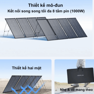 Tấm pin năng lượng mặt trời EcoFlow 125W – Hiệu Suất Vượt Trội Cho Năng Lượng Xanh Tấm pin năng lượng mặt trời EcoFlow 125W – Hiệu Suất Vượt Trội Cho Năng Lượng Xanh - Tận hưởng nguồn năng lượng sạch và bền vững mọi lúc mọi nơi với <strong>tấm pin năng lượng mặt trời EcoFlow 125W</strong>. Được thiết kế để tối ưu hiệu suất chuyển đổi năng lượng mặt trời, tấm pin này là giải pháp lý tưởng cho các chuyến đi dã ngoại, cắm trại, hoặc sử dụng khẩn cấp tại nhà. Với khả năng gập gọn tiện lợi và trọng lượng nhẹ, <strong>tấm pin năng lượng mặt trời EcoFlow</strong> dễ dàng mang theo và lắp đặt. Tích hợp công nghệ tiên tiến, sản phẩm đảm bảo cung cấp điện ổn định, giúp bạn sạc đầy các trạm điện di động EcoFlow và các thiết bị khác một cách hiệu quả. Đầu tư vào <strong>tấm pin năng lượng mặt trời EcoFlow 125W</strong> là bạn đang đầu tư vào sự tiện lợi và độc lập năng lượng.