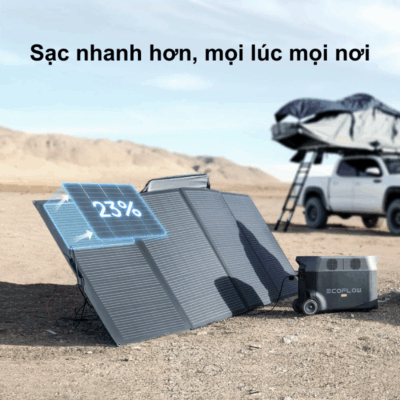 Tấm pin năng lượng mặt trời EcoFlow 400W - Hiệu Suất Cao, Gấp Gọn Tiện Lợi Cho Mọi Nhu Cầu Năng Lượng Tấm pin năng lượng mặt trời EcoFlow 400W - Hiệu Suất Cao, Gấp Gọn Tiện Lợi Cho Mọi Nhu Cầu Năng Lượng - <strong>Tấm pin năng lượng mặt trời EcoFlow 400W</strong> là giải pháp lý tưởng để tạo ra nguồn điện sạch, hiệu quả và di động. Với công suất 400W mạnh mẽ, sản phẩm này thích hợp cho việc cắm trại, sử dụng trong xe RV, các hoạt động ngoài trời, hoặc làm nguồn dự phòng khẩn cấp. <strong>Tấm pin năng lượng mặt trời EcoFlow 400W</strong> nổi bật với thiết kế có thể gấp gọn, khả năng chống chịu thời tiết tốt và hiệu suất chuyển đổi quang điện cao. Dễ dàng thiết lập và tương thích hoàn hảo với các trạm điện EcoFlow, đây là lựa chọn tối ưu cho những ai cần sự linh hoạt và độc lập về năng lượng.