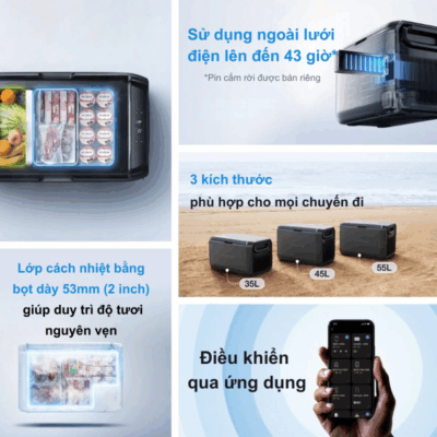 EcoFlow GLACIER Classic 35L – Tủ lạnh & Máy làm đá di động nhỏ gọn, siêu tốc EcoFlow GLACIER Classic 35L – Tủ lạnh & Máy làm đá di động nhỏ gọn, siêu tốc - Giới thiệu <strong>EcoFlow GLACIER Classic</strong> 35L, tủ lạnh kiêm máy làm đá di động nhỏ gọn, mạnh mẽ, mang đến khả năng làm lạnh và đông đá nhanh chóng vượt trội. Với công nghệ máy nén tiên tiến, <strong>EcoFlow GLACIER Classic</strong> có thể làm lạnh từ 30°C xuống 0°C chỉ trong 15-20 phút và sản xuất đá viên chỉ trong 12 phút. Dung tích 35 lít lý tưởng cho các chuyến đi cá nhân, cặp đôi, hay những chuyến dã ngoại ngắn ngày. Tích hợp pin cắm ngoài tùy chọn, cổng USB-C và điều khiển qua ứng dụng, <strong>EcoFlow GLACIER Classic</strong> là giải pháp làm lạnh hoàn hảo, giữ cho thực phẩm và đồ uống của bạn luôn tươi mát và sẵn sàng mọi lúc mọi nơi.