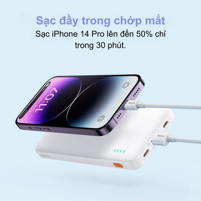 Pin Sạc Dự Phòng Baseus Airpow 10000mAh 20W - Sạc Nhanh PD, Thiết Kế Nhỏ Gọn, Chính Hãng Baseus AirPow