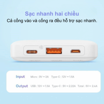 Pin Sạc Dự Phòng Baseus Airpow 10000mAh 20W - Sạc Nhanh PD, Thiết Kế Nhỏ Gọn, Chính Hãng - <strong>Pin sạc dự phòng Baseus Airpow</strong> là giải pháp năng lượng hoàn hảo cho những ai thường xuyên di chuyển. Với hai tùy chọn dung lượng phổ biến là 10000mAh, sản phẩm đáp ứng mọi nhu cầu từ sử dụng hàng ngày đến những chuyến du lịch dài ngày. Điểm nổi bật của <strong>Baseus Airpow</strong> chính là công suất sạc nhanh 20W chuẩn Power Delivery (PD), giúp sạc đầy iPhone và các thiết bị Android tương thích một cách nhanh chóng. Thiết kế của <strong>Baseus Airpow</strong> cực kỳ nhỏ gọn, cầm nắm chắc tay với chất liệu nhựa ABS cao cấp, chống trầy xước và bám vân tay. Bên cạnh đó, chip xử lý thông minh đảm bảo an toàn tuyệt đối cho thiết bị của bạn, chống quá dòng và quá nhiệt. Sở hữu ngay <strong>Baseus Airpow</strong> để trải nghiệm sự tiện lợi và an tâm mọi lúc, mọi nơi.