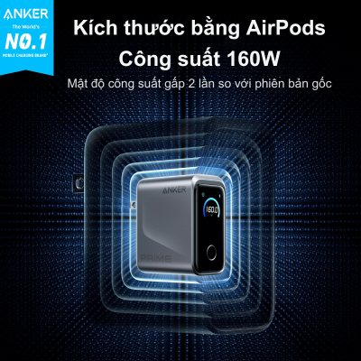 Củ sạc Anker Prime A2687 (160W, 3 Cổng, Màn hình thông minh) – Sạc nhanh đỉnh cao Củ sạc Anker A2687