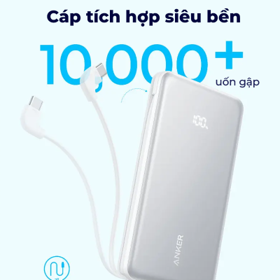 Pin Dự Phòng Anker Zolo 22.5W 10000mAh (Built-In USB-C) - Sạc Nhanh, Tiện Lợi (A110D) Pin Dự Phòng Anker Zolo A110D