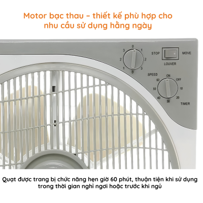 Quạt Hộp AC Comet ABF01A125 – Công Suất 40W, 3 Cấp Độ Gió, Tự Ngắt Khi Đổ Ngã Quạt Hộp AC Comet ABF01A125 – Công Suất 40W, 3 Cấp Độ Gió, Tự Ngắt Khi Đổ Ngã - Quạt hộp AC Comet <strong>ABF01A125</strong> là giải pháp làm mát lý tưởng cho không gian gia đình, đặc biệt là phòng ngủ và bàn học. Với thiết kế nhỏ gọn, hiện đại cùng tông màu trắng xám trang nhã, sản phẩm không chỉ làm mát mà còn tăng thêm tính thẩm mỹ cho căn phòng. Quạt sở hữu công suất 40W mạnh mẽ kết hợp với 5 cánh quạt đường kính 30.5 cm, giúp tạo luồng gió ổn định và êm ái. Điểm nổi bật của model <strong>ABF01A125</strong> chính là tính năng an toàn vượt trội với cơ chế tự ngắt khi bị đổ ngã, cực kỳ phù hợp cho gia đình có trẻ nhỏ hoặc người già. Ngoài ra, chức năng hẹn giờ lên đến 1 tiếng giúp người dùng chủ động hơn trong việc sử dụng điện năng. Lựa chọn Quạt hộp AC Comet <strong>ABF01A125</strong> chính là lựa chọn sự an tâm và tiện nghi cho cuộc sống của bạn.