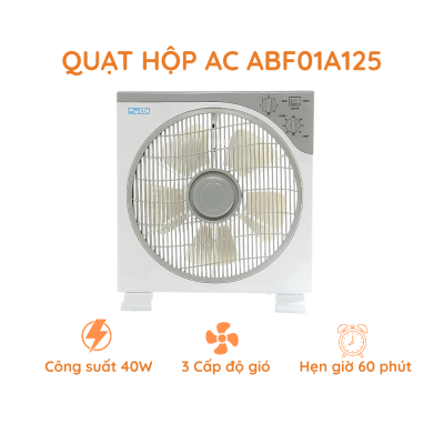 Quạt Hộp AC Comet ABF01A125 – Công Suất 40W, 3 Cấp Độ Gió, Tự Ngắt Khi Đổ Ngã Quạt Hộp AC Comet ABF01A125 – Công Suất 40W, 3 Cấp Độ Gió, Tự Ngắt Khi Đổ Ngã - Quạt hộp AC Comet <strong>ABF01A125</strong> là giải pháp làm mát lý tưởng cho không gian gia đình, đặc biệt là phòng ngủ và bàn học. Với thiết kế nhỏ gọn, hiện đại cùng tông màu trắng xám trang nhã, sản phẩm không chỉ làm mát mà còn tăng thêm tính thẩm mỹ cho căn phòng. Quạt sở hữu công suất 40W mạnh mẽ kết hợp với 5 cánh quạt đường kính 30.5 cm, giúp tạo luồng gió ổn định và êm ái. Điểm nổi bật của model <strong>ABF01A125</strong> chính là tính năng an toàn vượt trội với cơ chế tự ngắt khi bị đổ ngã, cực kỳ phù hợp cho gia đình có trẻ nhỏ hoặc người già. Ngoài ra, chức năng hẹn giờ lên đến 1 tiếng giúp người dùng chủ động hơn trong việc sử dụng điện năng. Lựa chọn Quạt hộp AC Comet <strong>ABF01A125</strong> chính là lựa chọn sự an tâm và tiện nghi cho cuộc sống của bạn.