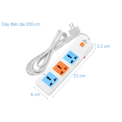 Ổ Cắm Nối Dài Comet CES10302 Dây 2 Mét – Công suất 2500W, Chống Cháy, An Toàn Tuyệt Đối Ổ Cắm Nối Dài Comet CES10302 Dây 2 Mét – Công suất 2500W, Chống Cháy, An Toàn Tuyệt Đối - Ổ cắm nối dài <strong>CES10302</strong> là giải pháp truyền tải điện năng an toàn và hiệu quả cho mọi thiết bị điện tử trong gia đình và văn phòng. Với thiết kế 3 lỗ cắm đa năng, sản phẩm <strong>CES10302</strong> cho phép bạn kết nối cùng lúc nhiều thiết bị như máy tính, tivi, quạt hay sạc điện thoại một cách dễ dàng. Dây dẫn dài 2 mét giúp linh hoạt trong việc bố trí nguồn điện ở những vị trí xa ổ cắm tường. Được sản xuất từ nhựa ABS chịu nhiệt, chống cháy và hệ thống lá đồng nguyên chất, <strong>CES10302</strong> đảm bảo khả năng dẫn điện ổn định, giảm thiểu nguy cơ chập cháy. Với công suất tối đa lên đến 2500W và dòng điện 10A, mã sản phẩm <strong>CES10302</strong> đáp ứng tốt các nhu cầu sử dụng điện cao của các thiết bị hiện đại, mang lại sự an tâm tuyệt đối cho người sử dụng trong suốt quá trình vận hành.