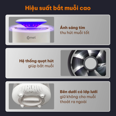 Đèn Diệt Côn Trùng Comet CM078 – Công Suất 3W, Diệt Muỗi Hiệu Quả, An Toàn Tuyệt Đối Đèn Diệt Côn Trùng Comet CM078 – Công Suất 3W, Diệt Muỗi Hiệu Quả, An Toàn Tuyệt Đối - Đèn diệt côn trùng <strong>CM078</strong> đến từ thương hiệu Comet là giải pháp bảo vệ sức khỏe gia đình một cách toàn diện và an toàn. Với thiết kế hiện đại, nhỏ gọn, sản phẩm <strong>CM078</strong> dễ dàng bố trí tại phòng ngủ, phòng khách hay nhà bếp để loại bỏ muỗi và các loại côn trùng gây hại. Đèn hoạt động dựa trên nguyên lý thu hút côn trùng bằng ánh sáng chuyên dụng và tiêu diệt chúng bằng lưới điện công suất 3W, đảm bảo không gây tiếng ồn lớn và cực kỳ tiết kiệm điện năng. Khác với các loại hóa chất xịt muỗi, <strong>CM078</strong> không phát ra mùi độc hại, an toàn tuyệt đối cho trẻ nhỏ và người cao tuổi. Sử dụng nguồn điện 220V phổ biến, đèn diệt côn trùng <strong>CM078</strong> chính là sự đầu tư thông minh để ngăn ngừa các bệnh truyền nhiễm như sốt xuất huyết hay Zika trong không gian sống của bạn.