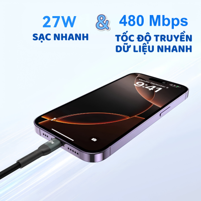 Cáp Sạc Nhanh C to Lightning MOKIN MOCL0210/MOCL0220 - PD 27W, Chuẩn MFi Apple (1m / 2m) Cáp Sạc Nhanh C to Lightning MOKIN MOCL0210/MOCL0220 - PD 27W, Chuẩn MFi Apple (1m / 2m) - Cáp sạc nhanh C to Lightning MOKIN <strong>MOCL0210/MOCL0220</strong> là phụ kiện hoàn hảo và an toàn nhất dành riêng cho hệ sinh thái Apple của bạn (iPhone, iPad, AirPods). Đạt chứng nhận chuẩn MFi khắt khe từ chính Apple, sản phẩm cam kết độ tương thích tuyệt đối 100%, không báo lỗi phụ kiện và bảo vệ tuổi thọ pin tối đa. Với công suất sạc nhanh Power Delivery (PD) lên đến 30W, cáp sạc <strong>MOCL0210/MOCL0220</strong> giúp sạc đầy 50% dung lượng pin iPhone chỉ trong vòng 30 phút. Bên cạnh đó, cáp còn hỗ trợ truyền tải dữ liệu ổn định và nhanh chóng giữa các thiết bị. Với màu đen sang trọng cùng hai tùy chọn chiều dài tiện lợi là 1 mét (MOCL0210) và 2 mét (MOCL0220), đây chắc chắn là sợi cáp bền bỉ đồng hành cùng bạn mỗi ngày.