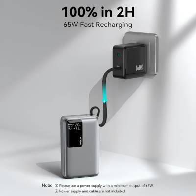 Pin Sạc Dự Phòng MOKIN MOPB0205 20000mAh - Sạc Nhanh Laptop 65W (PD 3.1, PPS), Nhỏ Gọn, Màn Hình LED Pin Sạc Dự Phòng MOKIN MOPB0205 20000mAh - Sạc Nhanh Laptop 65W (PD 3.1, PPS), Nhỏ Gọn, Màn Hình LED - Pin sạc dự phòng MOKIN <strong>MOPB0205</strong> là giải pháp năng lượng di động hoàn hảo dành cho những ai thường xuyên di chuyển và sử dụng nhiều thiết bị công nghệ cùng lúc. Với mức dung lượng "khủng" 20.000mAh (77Wh), sản phẩm cung cấp nguồn điện dồi dào, đảm bảo duy trì kết nối cho bạn suốt cả ngày dài. Điểm sáng giá nhất của <strong>MOPB0205</strong> là công suất sạc cực đại lên tới 65W cùng chuẩn sạc nhanh PD 3.1 và PPS tiên tiến, cho phép bạn sạc siêu tốc không chỉ cho smartphone, tablet mà còn cho cả các dòng laptop hiện đại (như MacBook, Dell, HP...). Dù sở hữu mức năng lượng lớn, thiết bị lại mang một thiết kế màu đen (Black) cực kỳ nhỏ gọn, trọng lượng chỉ khoảng 343g cùng màn hình LED hiển thị phần trăm pin thông minh. Đây chắc chắn là trợ thủ đắc lực không thể thiếu trong balo của bạn.
