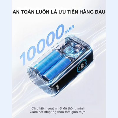 Pin Sạc Dự Phòng MOKIN MOPB0902 10000mAh - Sạc Nhanh PD 45W, Màn Hình Thông Minh (Smart Display) Pin Sạc Dự Phòng MOKIN MOPB0902 10000mAh - Sạc Nhanh PD 45W, Màn Hình Thông Minh (Smart Display) - Pin sạc dự phòng MOKIN <strong>MOPB0902</strong> là giải pháp năng lượng di động hoàn hảo dành cho những người bận rộn và yêu công nghệ. Sở hữu dung lượng 10.000mAh mạnh mẽ nhưng thiết kế vô cùng nhỏ gọn chỉ 240g, sản phẩm dễ dàng đồng hành cùng bạn đi bất cứ đâu. Điểm nổi bật nhất của <strong>MOPB0902</strong> là công suất sạc siêu nhanh lên đến 45W (PD Fast Charging), hỗ trợ sạc nhanh cho cả smartphone, máy tính bảng và laptop. Bên cạnh đó, thiết bị còn được tích hợp màn hình thông minh (Smart Display) độc đáo, giúp hiển thị trực tiếp công suất (Wattage), nhiệt độ (Temp) và tình trạng sức khỏe pin (Battery Health). Với đầy đủ các chứng nhận an toàn quốc tế (FCC, CE, RoHS), sạc dự phòng MOKIN mang đến trải nghiệm sạc an toàn, tốc độ và vô cùng bền bỉ.