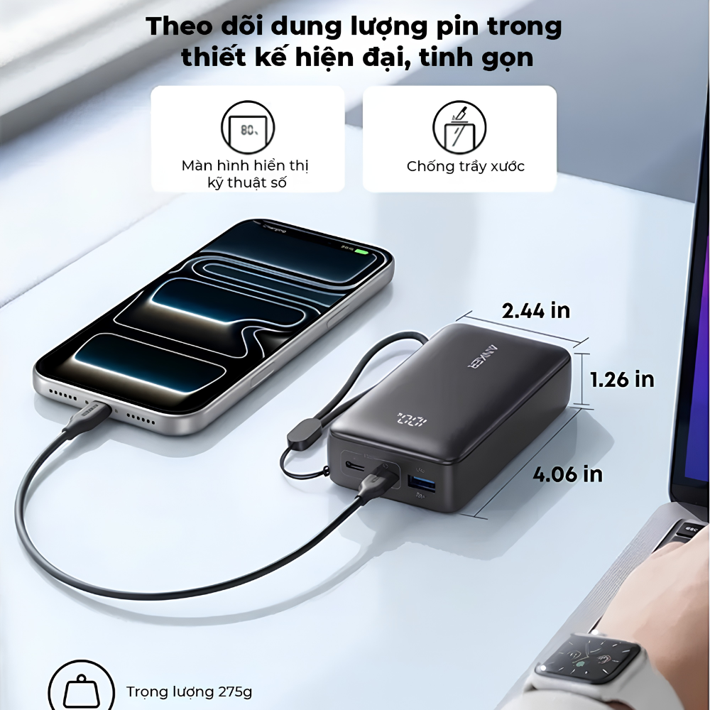 Pin Dự Phòng Anker A110J Zolo 2C1A 10000mAh 30W - Sạc Nhanh PD, Thiết Kế Nhỏ Gọn, 3 Cổng Sạc Tiện Lợi Pin Dự Phòng Anker A110J Zolo 2C1A 10000mAh 30W - Sạc Nhanh PD, Thiết Kế Nhỏ Gọn, 3 Cổng Sạc Tiện Lợi - Ảnh 6