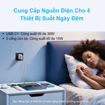 Củ Sạc Anker A121E - Công Suất 50W, 4 Cổng (2 USB-C & 2 USB-A) - Hàng Chính Hãng Củ Sạc Anker A121E - Công Suất 50W, 4 Cổng (2 USB-C & 2 USB-A) - Hàng Chính Hãng - <strong>Củ sạc Anker A121E</strong> là giải pháp năng lượng tất-cả-trong-một hoàn hảo cho người dùng sở hữu nhiều thiết bị công nghệ. Với tổng công suất lên đến 50W cùng thiết kế thông minh sở hữu 4 cổng đầu ra (2 cổng USB-C và 2 cổng USB-A), <strong>Anker A121E</strong> cho phép bạn sạc đồng thời điện thoại, máy tính bảng và các phụ kiện khác một cách nhanh chóng và an toàn. Sản phẩm kế thừa công nghệ sạc tiên tiến từ thương hiệu Anker, đảm bảo hiệu suất truyền tải điện ổn định và bảo vệ thiết bị tối đa khỏi các sự cố về điện. Với kích thước nhỏ gọn và độ bền cao, <strong>Anker A121E</strong> là người bạn đồng hành không thể thiếu trong mỗi chuyến đi hay tại bàn làm việc của bạn. Hãy trang bị ngay <strong>Anker A121E</strong> để trải nghiệm sự tiện lợi và tốc độ sạc vượt trội ngay hôm nay!