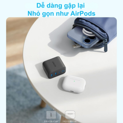 Củ Sạc Nhanh Anker Zolo A121E 50W 4 Cổng (2 USB-C, 2 USB-A) – Công Nghệ GaN Siêu Nhỏ Gọn, An Toàn Tuyệt Đối - <strong>Anker Zolo A121E</strong> là giải pháp sạc tất cả trong một hoàn hảo cho những người dùng sở hữu nhiều thiết bị công nghệ. Với tổng công suất lên đến 50W và thiết kế 4 cổng sạc linh hoạt (bao gồm 2 cổng USB-C và 2 cổng USB-A), <strong>Anker Zolo A121E</strong> cho phép bạn nạp năng lượng đồng thời cho iPhone, iPad, Android và các phụ kiện khác một cách nhanh chóng. Sản phẩm ứng dụng công nghệ vật liệu GaN tiên tiến giúp thu nhỏ kích thước tối đa mà vẫn duy trì hiệu suất chuyển đổi năng lượng cực cao. Dù bạn đang ở văn phòng, tại nhà hay đang đi du lịch, củ sạc <strong>Anker Zolo A121E</strong> luôn đảm bảo sự gọn gàng và ổn định. Hệ thống an toàn ActiveShield được tích hợp giúp bảo vệ thiết bị khỏi quá nhiệt và quá dòng, mang lại sự an tâm tuyệt đối trong suốt quá trình sử dụng.
