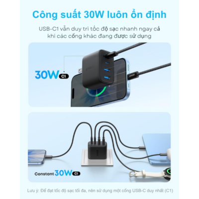 Củ Sạc Anker A121E - Công Suất 50W, 4 Cổng (2 USB-C & 2 USB-A) - Hàng Chính Hãng Củ Sạc Anker A121E - Công Suất 50W, 4 Cổng (2 USB-C & 2 USB-A) - Hàng Chính Hãng - <strong>Củ sạc Anker A121E</strong> là giải pháp năng lượng tất-cả-trong-một hoàn hảo cho người dùng sở hữu nhiều thiết bị công nghệ. Với tổng công suất lên đến 50W cùng thiết kế thông minh sở hữu 4 cổng đầu ra (2 cổng USB-C và 2 cổng USB-A), <strong>Anker A121E</strong> cho phép bạn sạc đồng thời điện thoại, máy tính bảng và các phụ kiện khác một cách nhanh chóng và an toàn. Sản phẩm kế thừa công nghệ sạc tiên tiến từ thương hiệu Anker, đảm bảo hiệu suất truyền tải điện ổn định và bảo vệ thiết bị tối đa khỏi các sự cố về điện. Với kích thước nhỏ gọn và độ bền cao, <strong>Anker A121E</strong> là người bạn đồng hành không thể thiếu trong mỗi chuyến đi hay tại bàn làm việc của bạn. Hãy trang bị ngay <strong>Anker A121E</strong> để trải nghiệm sự tiện lợi và tốc độ sạc vượt trội ngay hôm nay!