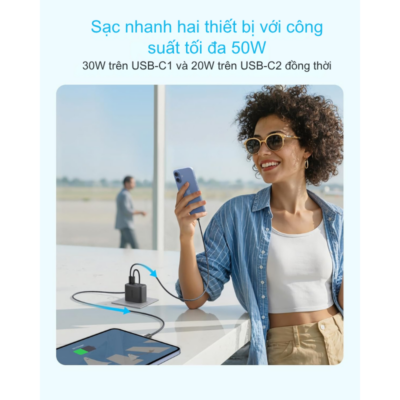 Củ Sạc Anker A121E - Công Suất 50W, 4 Cổng (2 USB-C & 2 USB-A) - Hàng Chính Hãng Củ Sạc Anker A121E - Công Suất 50W, 4 Cổng (2 USB-C & 2 USB-A) - Hàng Chính Hãng - <strong>Củ sạc Anker A121E</strong> là giải pháp năng lượng tất-cả-trong-một hoàn hảo cho người dùng sở hữu nhiều thiết bị công nghệ. Với tổng công suất lên đến 50W cùng thiết kế thông minh sở hữu 4 cổng đầu ra (2 cổng USB-C và 2 cổng USB-A), <strong>Anker A121E</strong> cho phép bạn sạc đồng thời điện thoại, máy tính bảng và các phụ kiện khác một cách nhanh chóng và an toàn. Sản phẩm kế thừa công nghệ sạc tiên tiến từ thương hiệu Anker, đảm bảo hiệu suất truyền tải điện ổn định và bảo vệ thiết bị tối đa khỏi các sự cố về điện. Với kích thước nhỏ gọn và độ bền cao, <strong>Anker A121E</strong> là người bạn đồng hành không thể thiếu trong mỗi chuyến đi hay tại bàn làm việc của bạn. Hãy trang bị ngay <strong>Anker A121E</strong> để trải nghiệm sự tiện lợi và tốc độ sạc vượt trội ngay hôm nay!