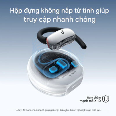 Tai nghe thể thao Open-Ear Anker Soundcore V40i - A3878 | Thiết kế linh hoạt, Âm trầm mạnh mẽ, Pin 21H, Chống nước IP55 - <strong>Tai nghe thể thao Anker Soundcore V40i - A3878</strong> là người bạn đồng hành lý tưởng cho những tín đồ yêu vận động. Với thiết kế Open-Ear độc đáo, <strong>V40i - A3878</strong> giúp bạn vừa thưởng thức âm nhạc đỉnh cao, vừa có thể nhận biết môi trường xung quanh, đảm bảo an toàn tuyệt đối khi tập luyện ngoài trời. Sản phẩm <strong>V40i - A3878</strong> sở hữu móc tai mềm mại, có khả năng điều chỉnh linh hoạt giúp ôm sát vành tai mà không gây cảm giác đau nhức hay bí bách. Được trang bị màng loa lớn 14.2mm kết hợp cùng công nghệ BassUp, <strong>V40i - A3878</strong> mang đến dải âm trầm uy lực, thúc đẩy tinh thần tập luyện của bạn lên tầm cao mới. Với khả năng chống nước IPX5 và tổng thời lượng pin lên đến 21 giờ, đây chính là sự lựa chọn không thể bỏ qua cho mọi hành trình chinh phục thử thách.