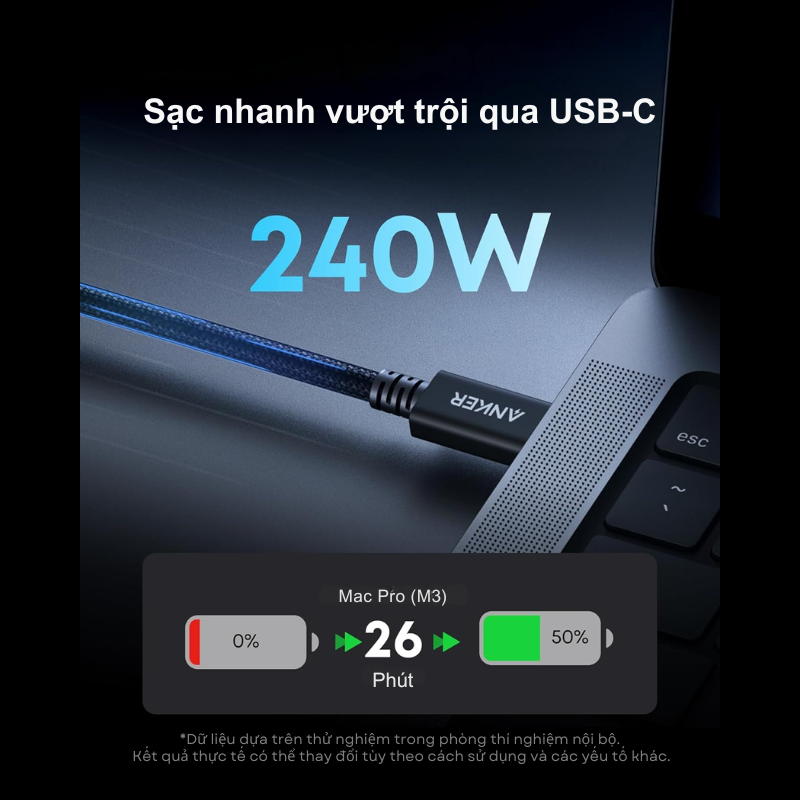 Cáp Thunderbolt 5 Anker A84N1 240W 80Gbps – Hỗ Trợ Xuất Hình 8K, Truyền Dữ Liệu Siêu Tốc, Dài 1m Cáp Thunderbolt 5 Anker A84N1 240W 80Gbps – Hỗ Trợ Xuất Hình 8K, Truyền Dữ Liệu Siêu Tốc, Dài 1m - Ảnh 5