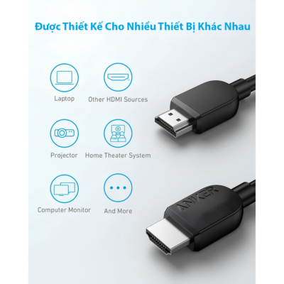 Cáp Chuyển Đổi HDMI To HDMI AnKer 1.8m -A8742 - Hỗ Trợ 8K@60Hz, 4K@120Hz, Băng Thông 48Gbps - Tìm kiếm giải pháp truyền tải hình ảnh và âm thanh đỉnh cao cho hệ thống giải trí tại nhà? Cáp chuyển đổi HDMI Anker 1.8m mã <strong>A8742</strong> chính là sự lựa chọn hoàn hảo dành cho bạn. Sản phẩm hỗ trợ độ phân giải siêu nét lên đến 8K@60Hz và 4K@120Hz, mang lại trải nghiệm chơi game mượt mà và xem phim sống động từng chi tiết. Với băng thông khủng 48Gbps cùng đầu tiếp xúc mạ Niken chống oxy hóa, cáp <strong>A8742</strong> đảm bảo tín hiệu luôn ổn định, không giật lag. Thiết kế vỏ PVC bền bỉ, chiều dài 1.8M tiện lợi kết nối hoàn hảo với PlayStation 5, Xbox Series, Apple TV và TV UHD 8K.