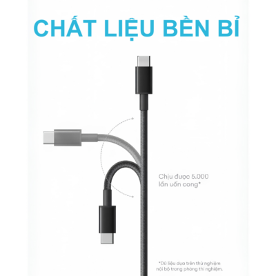 Cáp Sạc Nhanh Anker A8752 - USB-C to USB-C 60W 1m, Dây Dù New Nylon Siêu Bền, 480Mbps, Màu Đen (Black) - Hàng Chính Hãng - Cáp sạc<strong> Anker A8752</strong> là phụ kiện cao cấp không thể thiếu dành cho các tín đồ công nghệ đang sở hữu iPhone 15 series, Samsung, iPad hay MacBook. Với công suất sạc nhanh lên đến 60W kết hợp công nghệ Power Delivery, <strong>Cáp sạc A8752</strong> giúp tiết kiệm tối đa thời gian nạp năng lượng cho thiết bị. Tốc độ 480Mbps, giúp bạn đồng bộ hóa tài liệu và hình ảnh chỉ trong tích tắc.