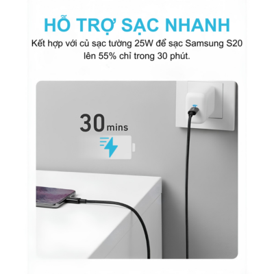Cáp Sạc Nhanh Anker A8752 - USB-C to USB-C 60W 1m, Dây Dù New Nylon Siêu Bền, 480Mbps, Màu Đen (Black) - Hàng Chính Hãng - Cáp sạc<strong> Anker A8752</strong> là phụ kiện cao cấp không thể thiếu dành cho các tín đồ công nghệ đang sở hữu iPhone 15 series, Samsung, iPad hay MacBook. Với công suất sạc nhanh lên đến 60W kết hợp công nghệ Power Delivery, <strong>Cáp sạc A8752</strong> giúp tiết kiệm tối đa thời gian nạp năng lượng cho thiết bị. Tốc độ 480Mbps, giúp bạn đồng bộ hóa tài liệu và hình ảnh chỉ trong tích tắc.