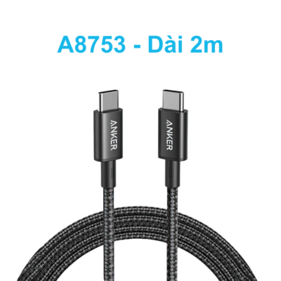 Cáp Sạc Nhanh Anker A8753 - USB-C to USB-C 60W 1.8m, Dây Dù New Nylon Siêu Bền, Màu Đen (Black) – Hàng Chính Hãng - <strong>Anker A8753</strong> là giải pháp kết nối hoàn hảo cho những ai đang tìm kiếm một sợi cáp sạc nhanh, bền bỉ và có độ dài linh hoạt. Với chiều dài lên tới 1.8 mét. <strong>Anker A8753</strong> hỗ trợ công suất sạc tối đa 60W, tương thích rộng rãi. Lớp vỏ New Nylon bện dù kép mang lại độ bền cực cao, chịu được hơn 10.000 lần uốn cong. Ngoài ra, tốc độ truyền dữ liệu 480Mbps giúp việc đồng bộ tài liệu trở nên nhanh chóng và ổn định.