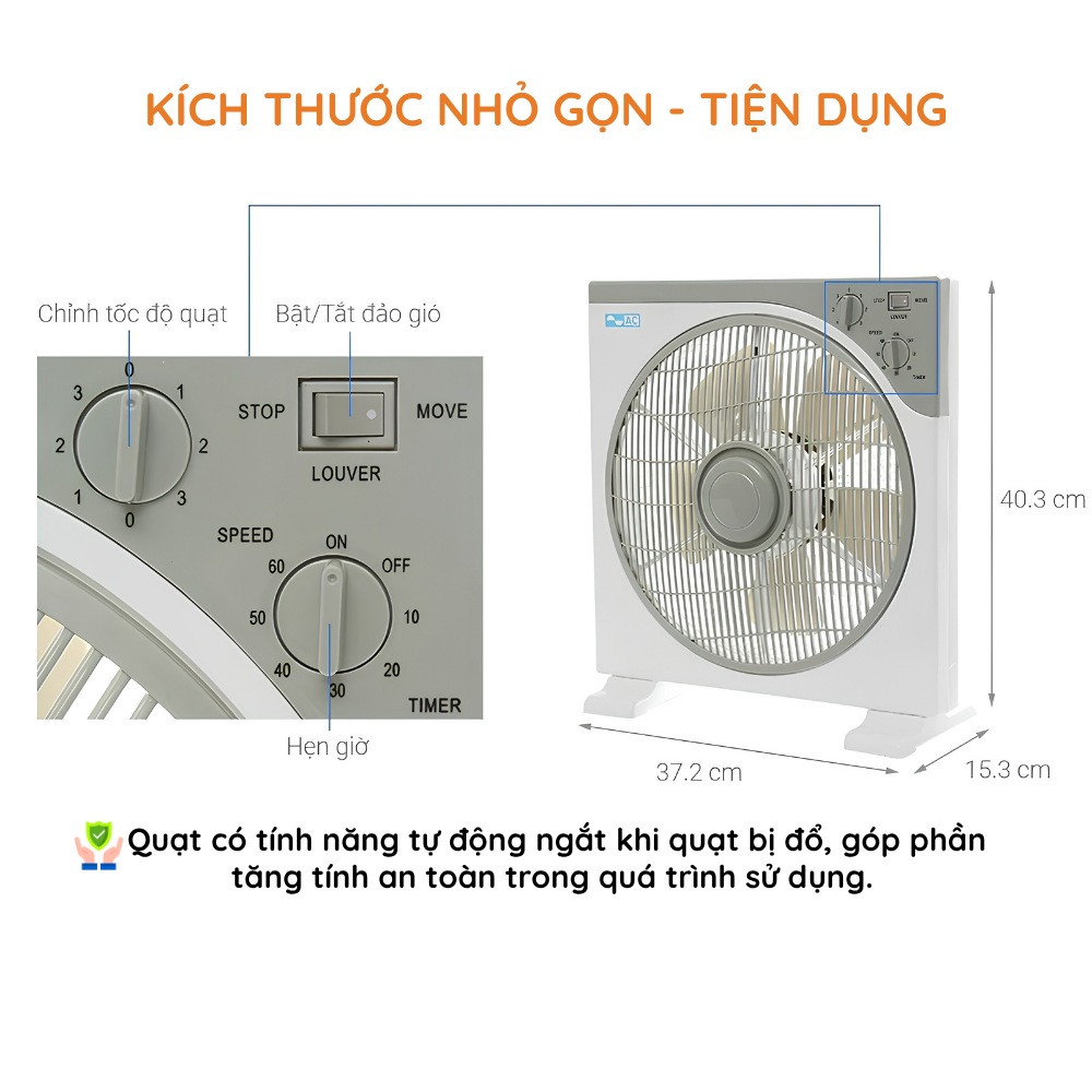 Quạt Hộp AC Comet ABF01A125 – Công Suất 40W, 3 Cấp Độ Gió, Tự Ngắt Khi Đổ Ngã Quạt Hộp AC Comet ABF01A125 – Công Suất 40W, 3 Cấp Độ Gió, Tự Ngắt Khi Đổ Ngã - Ảnh 3