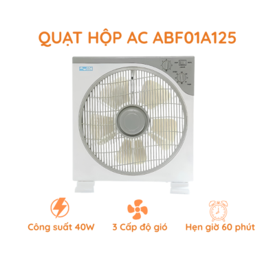 Quạt Hộp AC Comet ABF01A125 – Công Suất 40W, 3 Cấp Độ Gió, Tự Ngắt Khi Đổ Ngã Quạt Hộp AC Comet ABF01A125 – Công Suất 40W, 3 Cấp Độ Gió, Tự Ngắt Khi Đổ Ngã - Quạt hộp AC Comet <strong>ABF01A125</strong> là giải pháp làm mát lý tưởng cho không gian gia đình, đặc biệt là phòng ngủ và bàn học. Với thiết kế nhỏ gọn, hiện đại cùng tông màu trắng xám trang nhã, sản phẩm không chỉ làm mát mà còn tăng thêm tính thẩm mỹ cho căn phòng. Quạt sở hữu công suất 40W mạnh mẽ kết hợp với 5 cánh quạt đường kính 30.5 cm, giúp tạo luồng gió ổn định và êm ái. Điểm nổi bật của model <strong>ABF01A125</strong> chính là tính năng an toàn vượt trội với cơ chế tự ngắt khi bị đổ ngã, cực kỳ phù hợp cho gia đình có trẻ nhỏ hoặc người già. Ngoài ra, chức năng hẹn giờ lên đến 1 tiếng giúp người dùng chủ động hơn trong việc sử dụng điện năng. Lựa chọn Quạt hộp AC Comet <strong>ABF01A125</strong> chính là lựa chọn sự an tâm và tiện nghi cho cuộc sống của bạn.