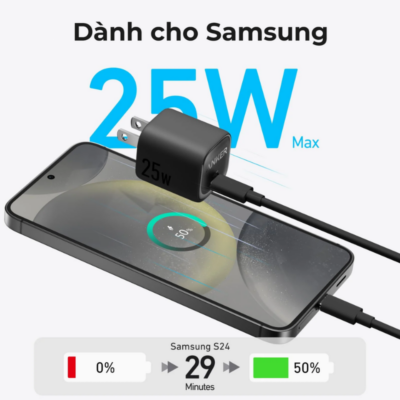 Bộ Sạc Nhanh Anker B2656 25W USB-C - Thiết Kế Nhỏ Gọn, Chân Gập Thông Minh, Hỗ Trợ PPS Cho Samsung Galaxy S24/Z Fold/Z Flip/Tab - Hàng Chính Hãng Bộ Sạc Nhanh Anker B2656 25W USB-C - Thiết Kế Nhỏ Gọn, Chân Gập Thông Minh, Hỗ Trợ PPS Cho Samsung Galaxy S24/Z Fold/Z Flip/Tab - Hàng Chính Hãng - <strong>Bộ sạc Anker B2656</strong> 25W là giải pháp năng lượng lý tưởng dành cho người dùng các dòng điện thoại Samsung Galaxy và các thiết bị hỗ trợ cổng USB-C. Với kích thước siêu nhỏ gọn chỉ 36 × 31 × 31 mm và trọng lượng 50g, <strong>Anker B2656</strong> cho phép bạn mang theo mọi lúc mọi nơi mà không chiếm diện tích. Sản phẩm đặc biệt hỗ trợ công nghệ sạc nhanh PPS (Programmable Power Supply) với công suất tối đa lên đến 25W, giúp tối ưu hóa thời gian sạc cho Galaxy S24, Z Fold, Z Flip và các dòng máy tính bảng Tab. Thiết kế chân cắm có thể gập lại không chỉ tăng tính thẩm mỹ mà còn bảo vệ các vật dụng khác trong túi xách khỏi trầy xước. Nếu bạn đang tìm kiếm một củ sạc bền bỉ, an toàn và hiệu suất cao, <strong>Anker B2656</strong> chắc chắn là sự lựa chọn hoàn hảo nhất trong phân khúc.