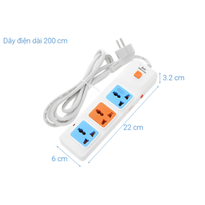 Ổ Cắm Nối Dài Comet CES10302 Dây 2 Mét – Công suất 2500W, Chống Cháy, An Toàn Tuyệt Đối - Ổ cắm nối dài <strong>CES10302</strong> là giải pháp truyền tải điện năng an toàn và hiệu quả cho mọi thiết bị điện tử trong gia đình và văn phòng. Với thiết kế 3 lỗ cắm đa năng, sản phẩm <strong>CES10302</strong> cho phép bạn kết nối cùng lúc nhiều thiết bị như máy tính, tivi, quạt hay sạc điện thoại một cách dễ dàng. Dây dẫn dài 2 mét giúp linh hoạt trong việc bố trí nguồn điện ở những vị trí xa ổ cắm tường. Được sản xuất từ nhựa ABS chịu nhiệt, chống cháy và hệ thống lá đồng nguyên chất, <strong>CES10302</strong> đảm bảo khả năng dẫn điện ổn định, giảm thiểu nguy cơ chập cháy. Với công suất tối đa lên đến 2500W và dòng điện 10A, mã sản phẩm <strong>CES10302</strong> đáp ứng tốt các nhu cầu sử dụng điện cao của các thiết bị hiện đại, mang lại sự an tâm tuyệt đối cho người sử dụng trong suốt quá trình vận hành.