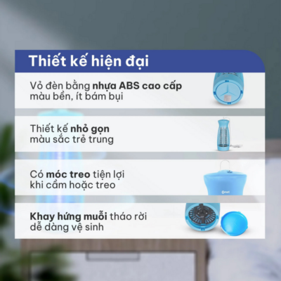Đèn Diệt Muỗi Comet CM069 – Công Suất 6W, Thu Hút Côn Trùng Thông Minh, An Toàn Cho Sức Khỏe Đèn Diệt Muỗi Comet CM069 – Công Suất 6W, Thu Hút Côn Trùng Thông Minh, An Toàn Cho Sức Khỏe - Đèn diệt muỗi <strong>CM069</strong> là thiết bị bảo vệ sức khỏe không thể thiếu trong mỗi gia đình, giúp loại bỏ hoàn toàn mối lo ngại về muỗi và các bệnh truyền nhiễm. Với công suất 6W mạnh mẽ, <strong>CM069</strong> sử dụng bóng đèn phát ra ánh sáng tím đặc biệt để thu hút côn trùng và tiêu diệt chúng nhanh chóng bằng hệ thống lưới điện cao áp. Sản phẩm được thiết kế hiện đại, nhỏ gọn, phù hợp với nhiều không gian như phòng ngủ, phòng khách hay văn phòng. Đặc biệt, <strong>CM069</strong> hoạt động hoàn toàn dựa trên nguyên lý vật lý, không sử dụng hóa chất, không gây mùi khét, đảm bảo an toàn tuyệt đối cho trẻ nhỏ và phụ nữ mang thai. Sử dụng nguồn điện gia đình 220V tiện lợi, đèn diệt muỗi <strong>CM069</strong> chính là giải pháp kinh tế và hiệu quả để mang lại giấc ngủ ngon và không gian sống trong lành cho cả gia đình bạn.