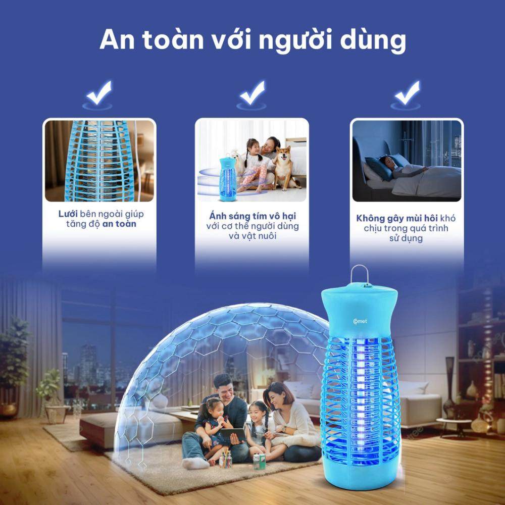 Đèn Diệt Muỗi Comet CM069 – Công Suất 6W, Thu Hút Côn Trùng Thông Minh, An Toàn Cho Sức Khỏe Đèn Diệt Muỗi Comet CM069 – Công Suất 6W, Thu Hút Côn Trùng Thông Minh, An Toàn Cho Sức Khỏe - Ảnh 2