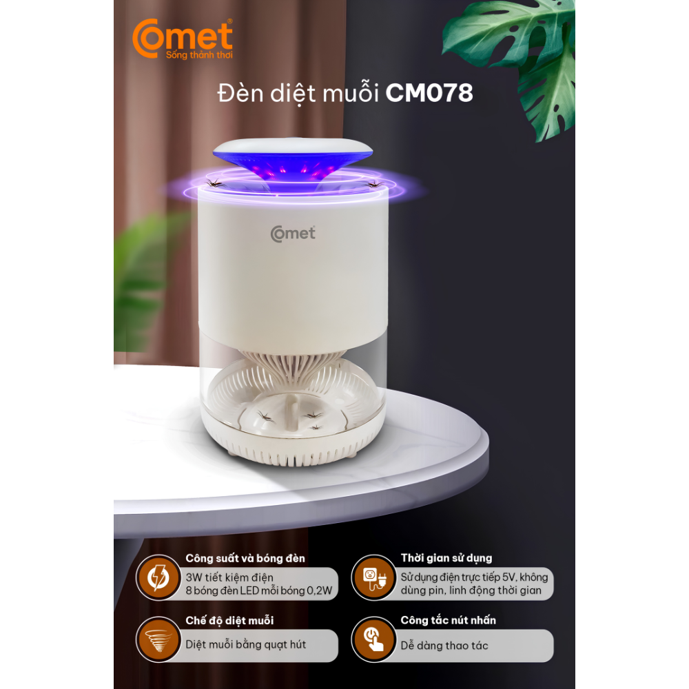 Đèn Diệt Côn Trùng Comet CM078 – Công Suất 3W, Diệt Muỗi Hiệu Quả, An Toàn Tuyệt Đối Đèn Diệt Côn Trùng Comet CM078 – Công Suất 3W, Diệt Muỗi Hiệu Quả, An Toàn Tuyệt Đối - Ảnh 2