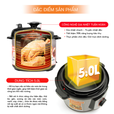 Nồi Áp Suất Điện Đa Năng Comet CM6150 - Dung tích 5L, Công suất 900W, Nấu Nhanh, Tiết Kiệm Thời Gian - Bạn đang tìm kiếm một thiết bị nhà bếp thông minh giúp nấu chín nhanh chóng các món hầm, ninh, súp bổ dưỡng mà không tốn nhiều thời gian? Nồi áp suất điện đa năng Comet <strong>CM6150</strong> chính là sự lựa chọn hoàn hảo dành cho bạn. Sở hữu dung tích lớn 5 lít cùng công suất mạnh mẽ 900W, sản phẩm giúp tiết kiệm tối đa thời gian nấu nướng nhưng vẫn giữ nguyên vẹn dưỡng chất trong thực phẩm. Điểm cộng của <strong>CM6150</strong> là thiết kế sang trọng, hoạt động ổn định với điện áp 220V - 50Hz và độ bền cao. Với nồi áp suất <strong>CM6150</strong>, việc chuẩn bị những bữa ăn thị soạn, thơm ngon cho gia đình đông người chưa bao giờ dễ dàng đến thế.