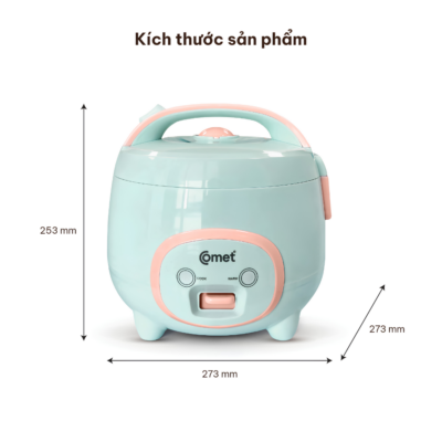 Nồi Cơm Điện Nắp Gài Comet CM8002 -Dung tích 1.2L, Công suất 500W - Chống Dính Đáy , Màu Xanh Bạc Hà Thời Trang - Bạn đang tìm kiếm một chiếc nồi cơm điện nhỏ gọn, tiện lợi và tiết kiệm điện năng cho gia đình ít người hay người độc thân? Nồi cơm điện nắp gài Comet <strong>CM8002</strong> chính là sự lựa chọn hoàn hảo dành cho bạn. Sở hữu dung tích 1.2 lít cùng công suất 500W, sản phẩm giúp nấu cơm chín nhanh, đều và giữ trọn hương vị dẻo thơm. Điểm nhấn của <strong>CM8002</strong> nằm ở thiết kế lòng nồi hợp kim nhôm phủ chống dính đen đáy tổ ong cao cấp, kết hợp màu xanh bạc hà thanh lịch. Với cơ chế điều khiển công tắc gạt đơn giản, đèn chỉ thị thông minh và tính năng bảo vệ quá nhiệt an toàn, nồi cơm điện <strong>CM8002</strong> mang lại sự tiện nghi tối đa cho gian bếp nhà bạn.