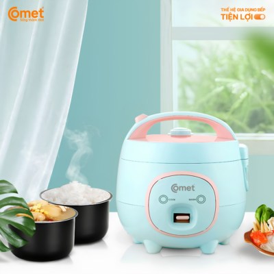 Nồi Cơm Điện Comet CM8006 - Dung Tích 0.8L, Công Suất 300W, Thiết Kế Nhỏ Gọn Hiện Đại Nồi Cơm Điện Comet CM8006 - Dung Tích 0.8L, Công Suất 300W, Thiết Kế Nhỏ Gọn Hiện Đại - <strong>Nồi cơm điện CM8006 </strong>đến từ thương hiệu Comet là sự lựa chọn hoàn hảo cho những người độc thân, sinh viên hoặc các cặp đôi trẻ. Với dung tích 0.8L nhỏ gọn,<strong>CM8006 </strong>không chỉ giúp bạn nấu những bữa cơm dẻo ngon mà còn tiết kiệm không gian bếp đáng kể. Sản phẩm gây ấn tượng mạnh với bảng màu thời thượng gồm: cam năng động, xanh bạc hà dịu mát và xanh bơ hiện đại, giúp tô điểm cho gian bếp thêm phần sinh động. Sở hữu công suất 300W,<strong>CM8006 </strong>đảm bảo khả năng nấu chín nhanh, tiết kiệm điện năng tối đa. Lòng nồi được phủ lớp chống dính cao cấp, kết hợp cùng chế độ giữ ấm tự động, giúp bữa cơm của bạn luôn nóng hổi và trọn vẹn dinh dưỡng. Đừng bỏ lỡ cơ hội sở hữu chiếc nồi đa năng <strong>CM8006 </strong>này để nâng tầm trải nghiệm nấu nướng mỗi ngày.