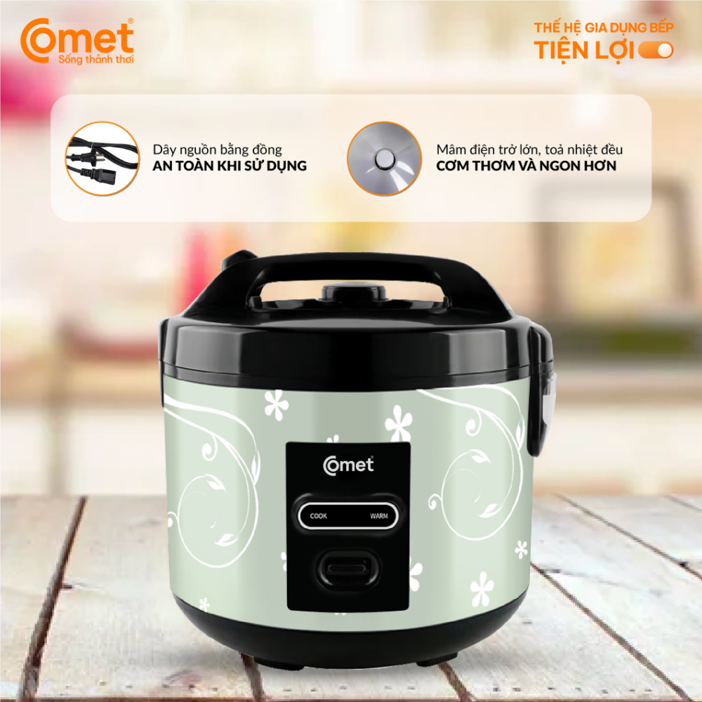 Nồi Cơm Điện Comet CM8016 - Dung tích 1.8L, Công suất 700W , Tiết Kiệm Điện, Thiết Kế Thời Trang Nồi Cơm Điện Comet CM8016 - Dung tích 1.8L, Công suất 700W , Tiết Kiệm Điện, Thiết Kế Thời Trang - Ảnh 4