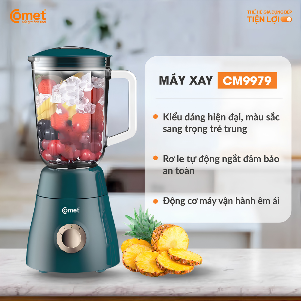 Máy Xay Sinh Tố Comet CM9979 - Công Suất 450W, Bộ 3 Cối Đa Năng, Dung Tích 1.5L Máy Xay Sinh Tố Comet CM9979 - Công Suất 450W, Bộ 3 Cối Đa Năng, Dung Tích 1.5L - Ảnh 4